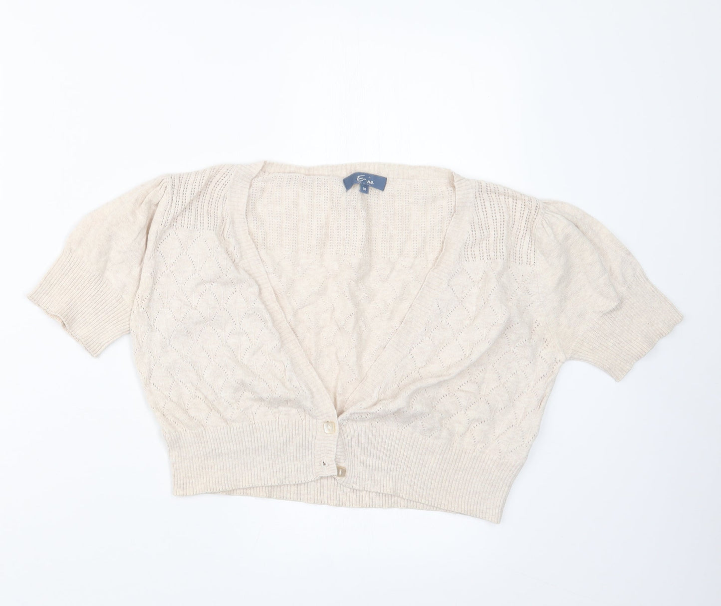E-vie Womens Beige  Knit Cardigan Jumper Size 14