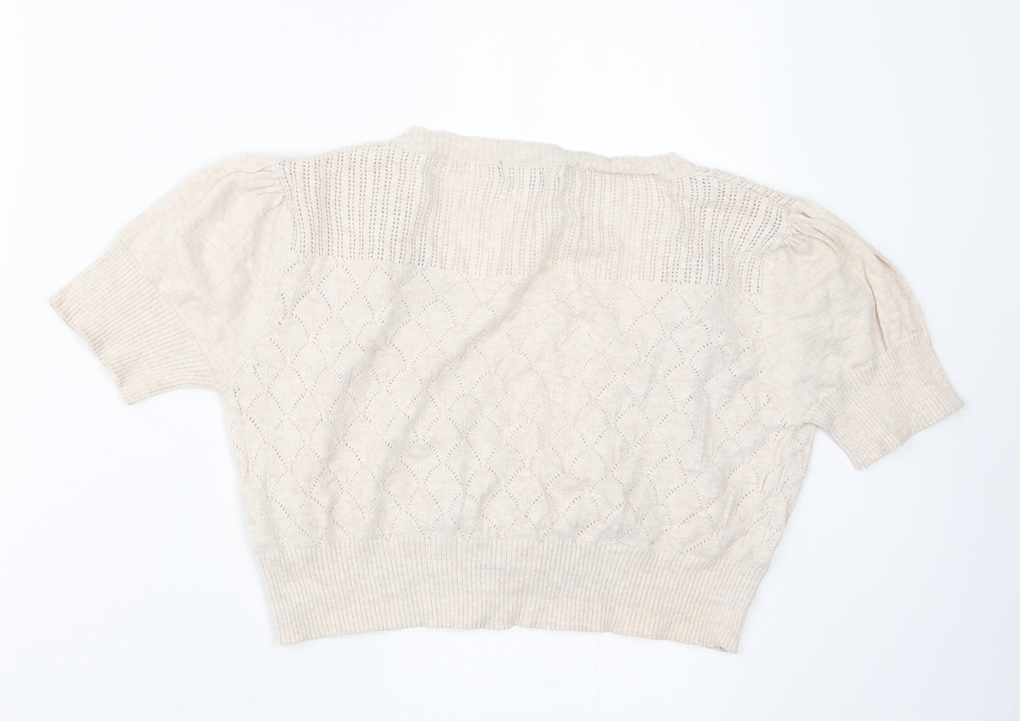 E-vie Womens Beige  Knit Cardigan Jumper Size 14