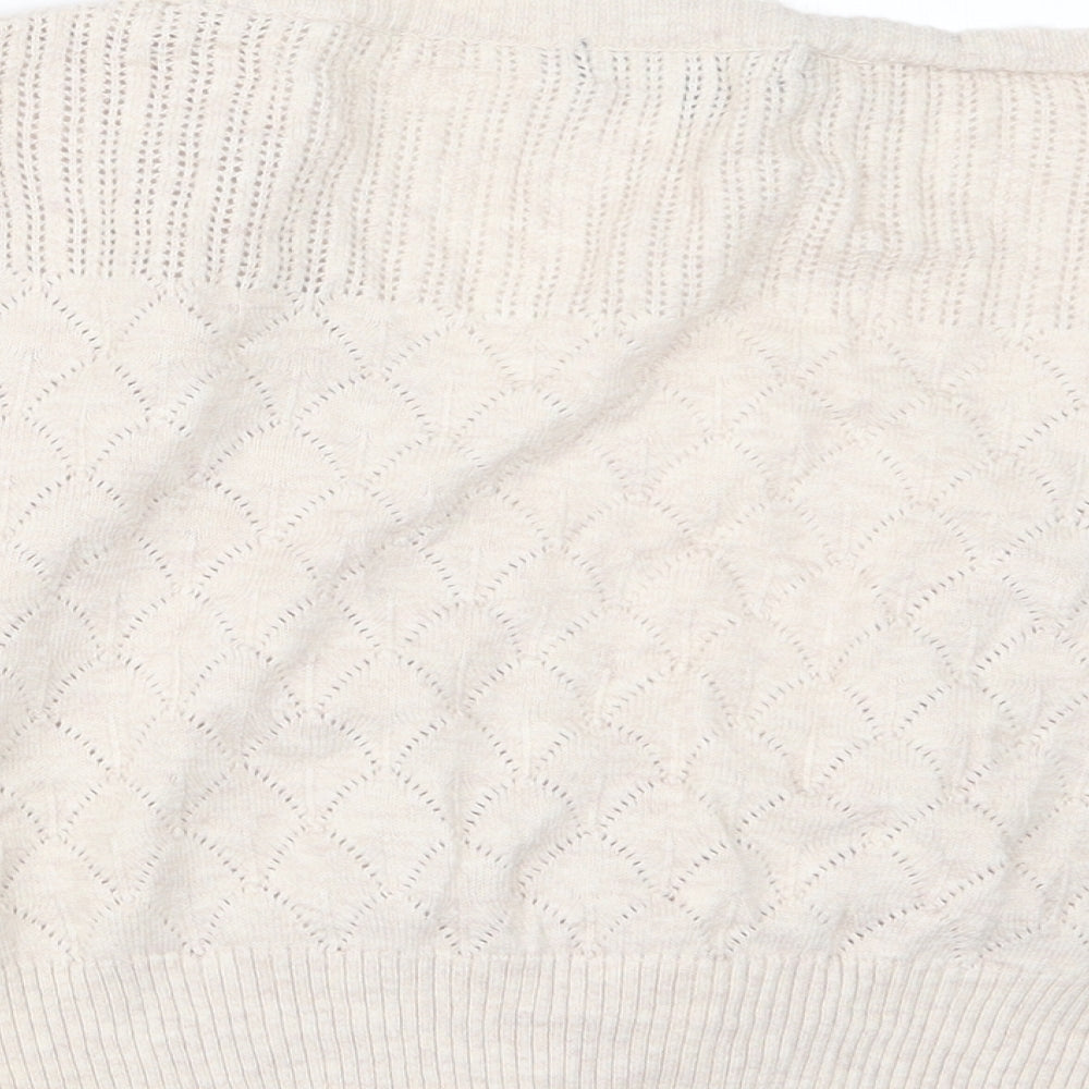 E-vie Womens Beige  Knit Cardigan Jumper Size 14