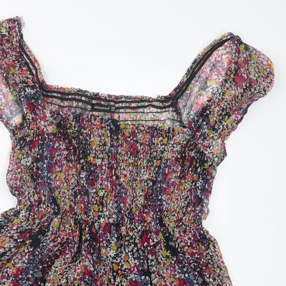 Atmosphere Womens Black Floral  Basic Blouse Size 14