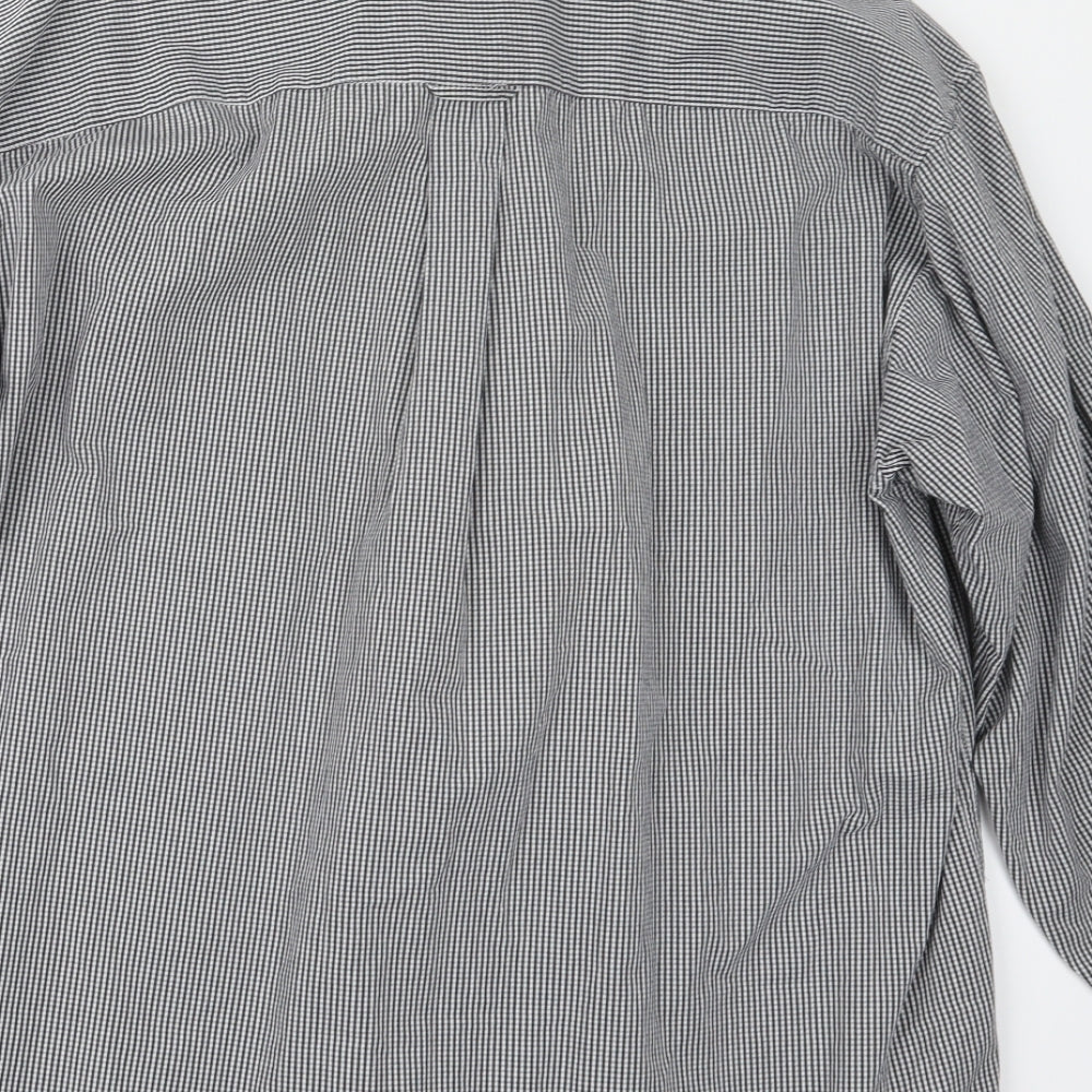 George Mens Black Check   Button-Up Size L