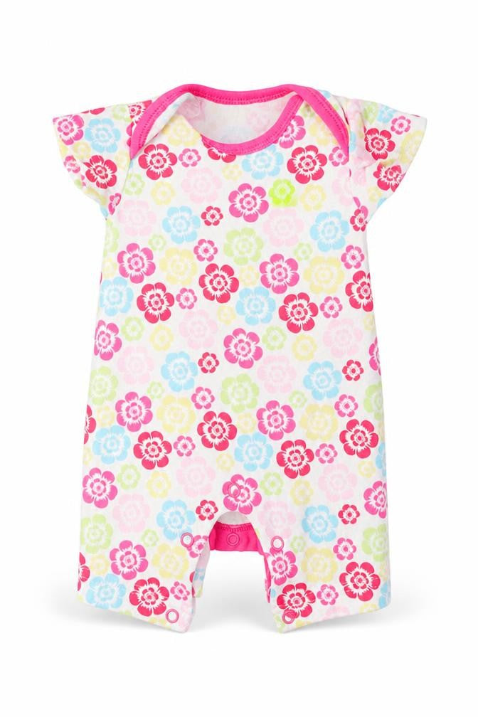 Front view of F&F girls’ pink geometric coverall outfit/set size newborn