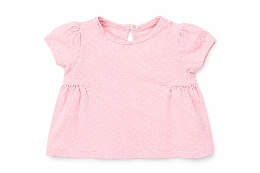 Mothercare Girls Pink Polka Dot  Basic T-Shirt Size 3-6 Months