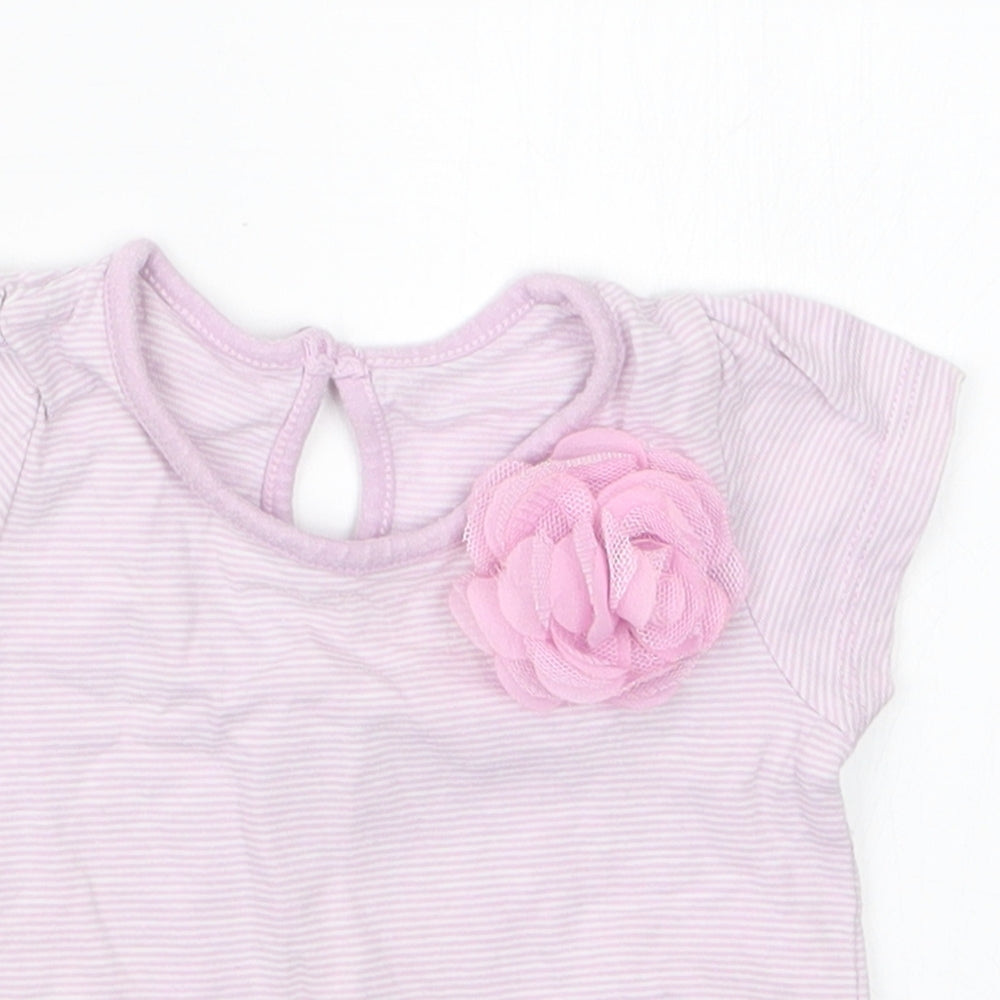 Matalan Girls Purple Striped  Basic T-Shirt Size 3-6 Months
