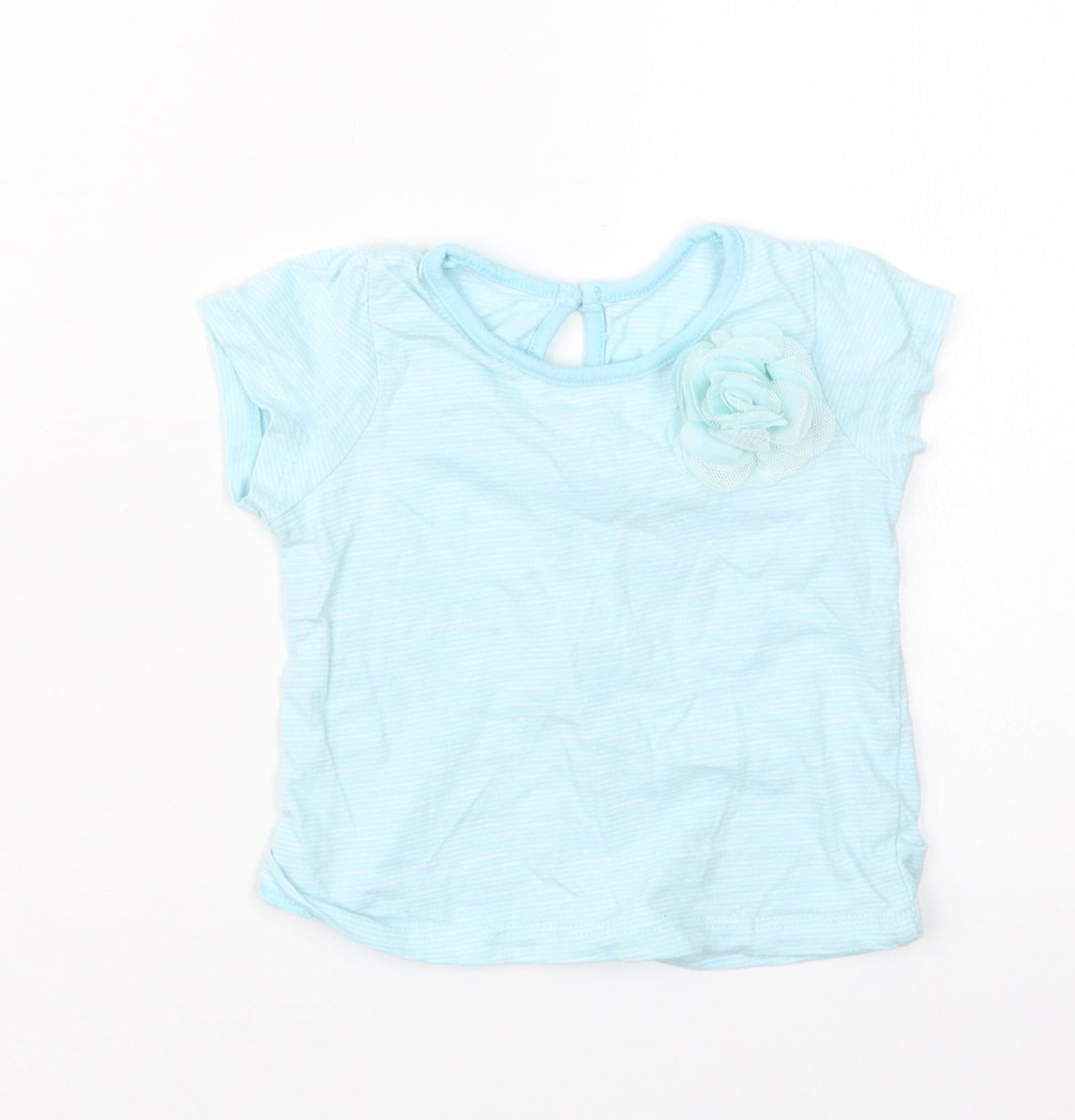 Matalan Girls Blue Striped  Basic T-Shirt Size 3-6 Months