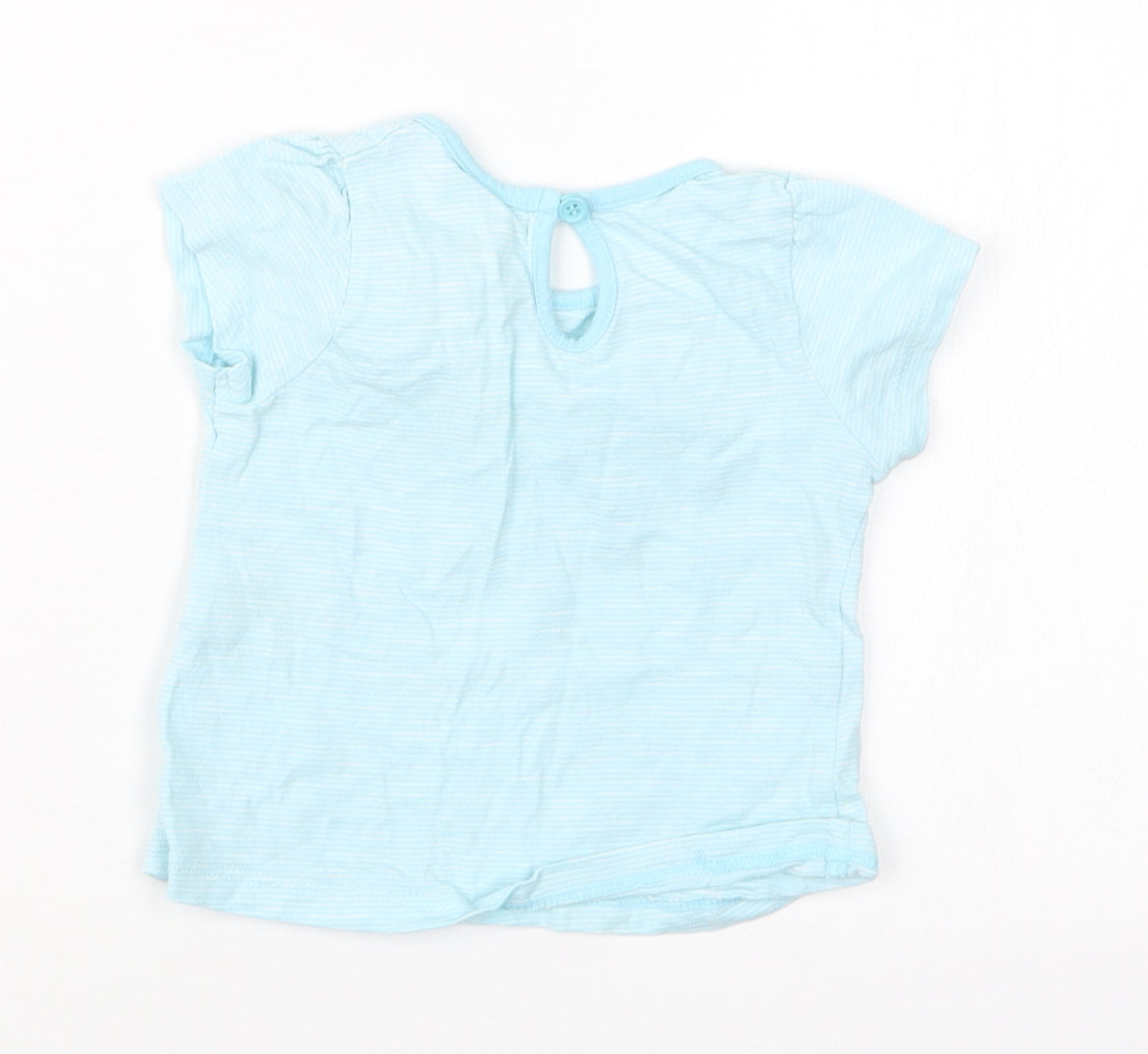 Matalan Girls Blue Striped  Basic T-Shirt Size 3-6 Months