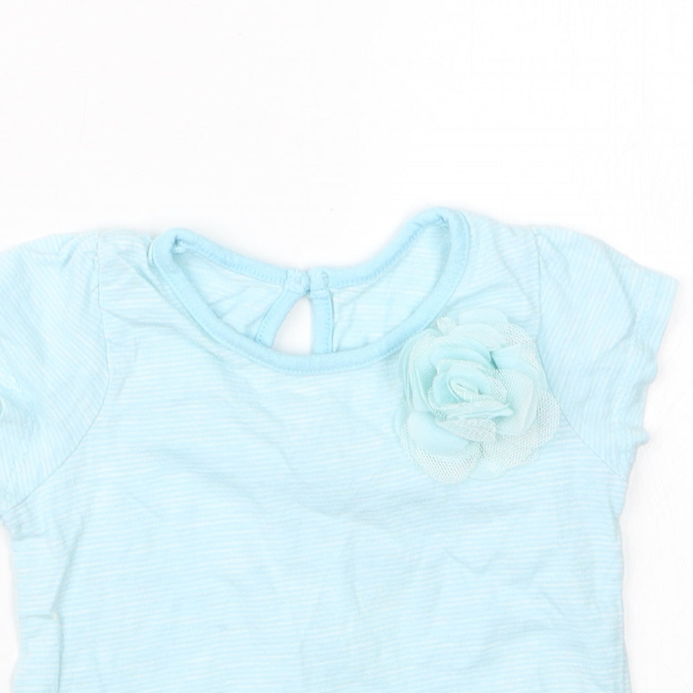 Matalan Girls Blue Striped  Basic T-Shirt Size 3-6 Months
