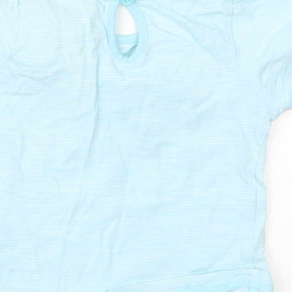 Matalan Girls Blue Striped  Basic T-Shirt Size 3-6 Months