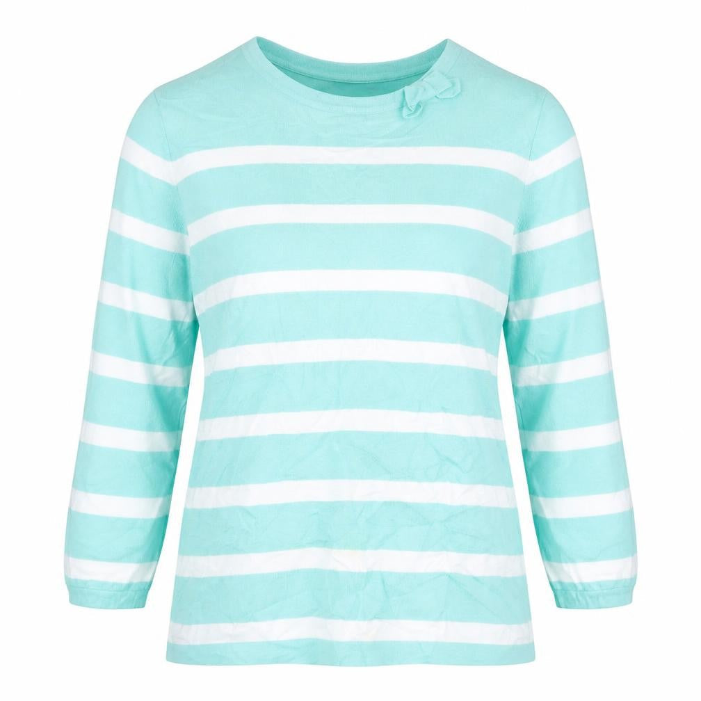 Just Elegance Womens Green Striped  Pullover Jumper Size M