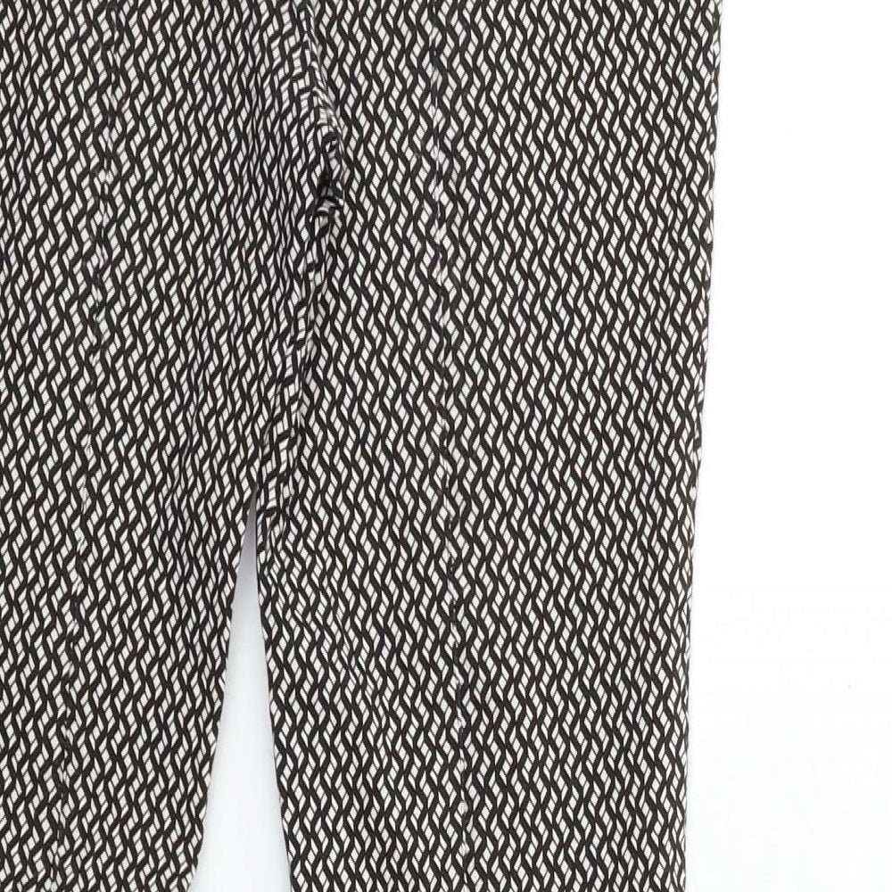 New Look Womens Black Geometric  Trousers  Size 8 L26 in