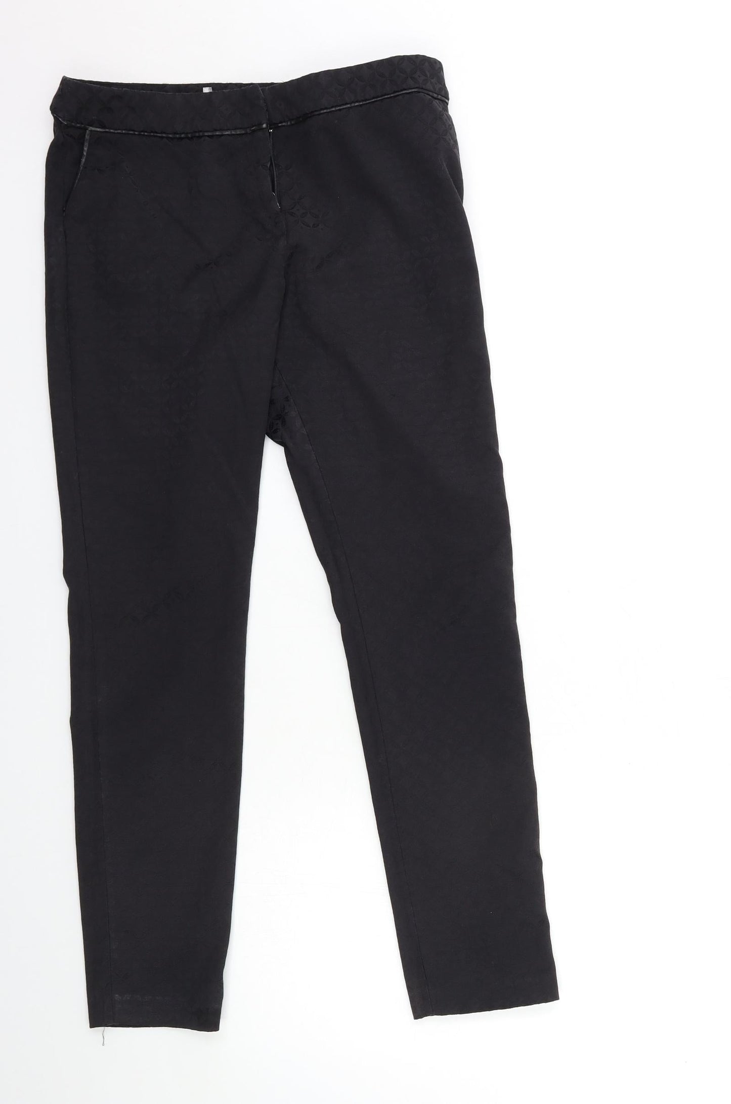 Papaya Womens Black Geometric  Trousers  Size 10 L27 in