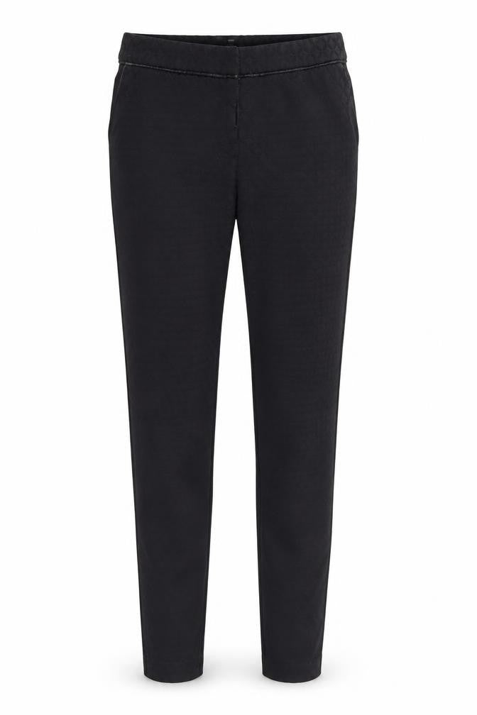 Front view of Papaya women’s black geometric trousers, size UK 10, 27-inch leg