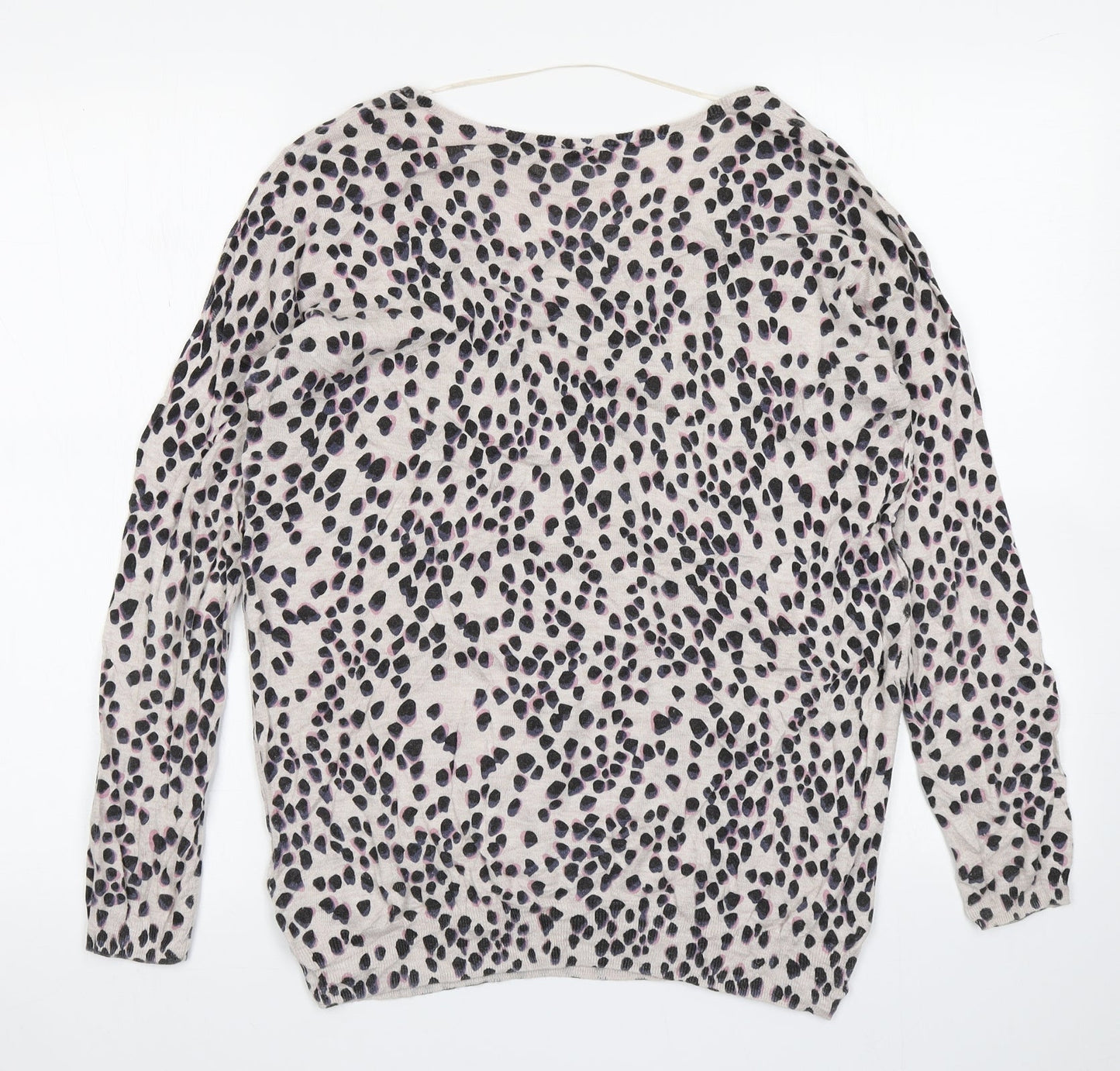 Saint Tropez Womens Brown Animal Print Knit Pullover Jumper Size XS