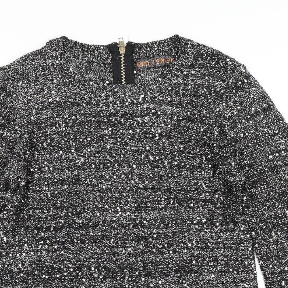 QED London Womens Silver  Knit Pullover Jumper Size M