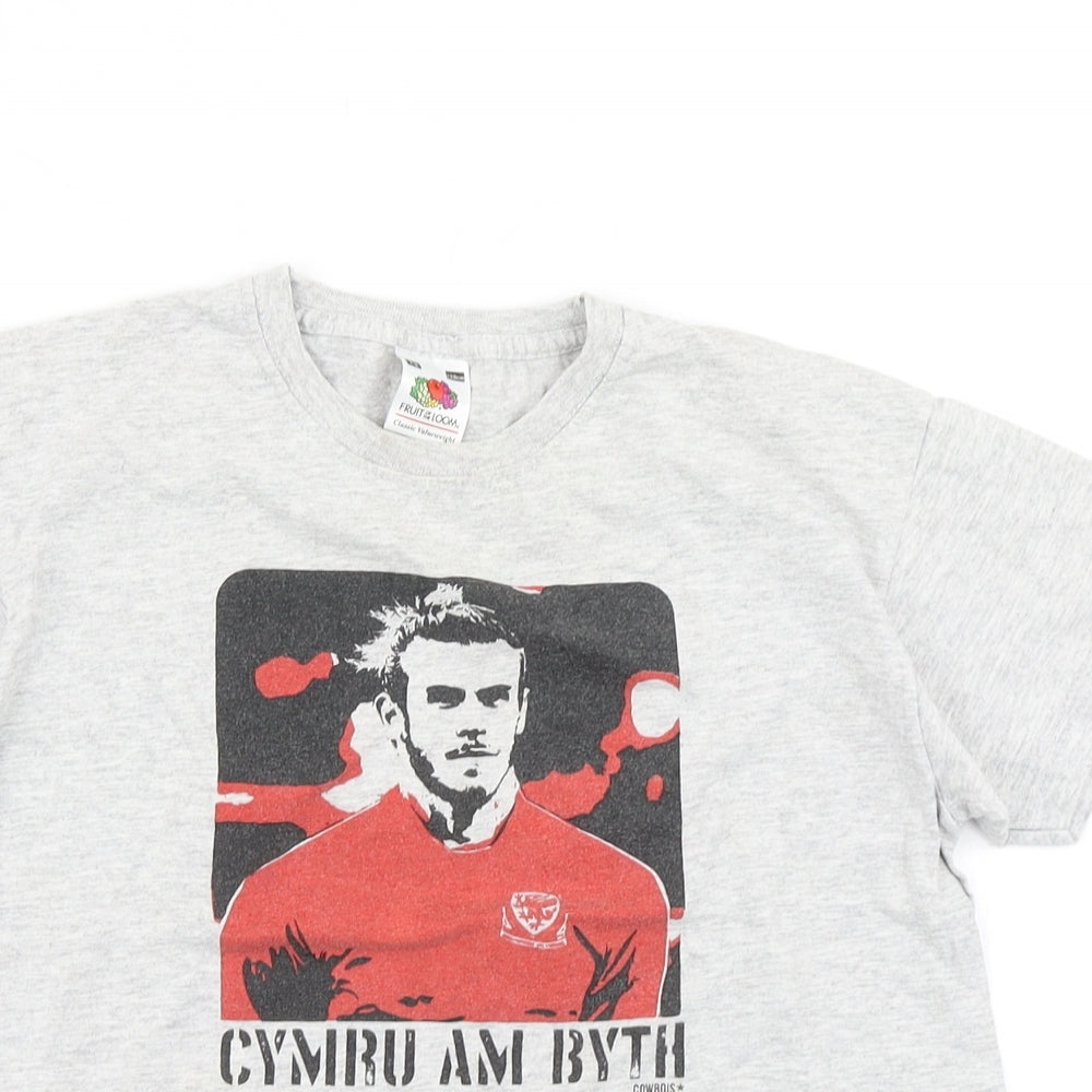 Fruit of the Loom Boys Grey   Basic T-Shirt Size 7-8 Years  - Wales Forever