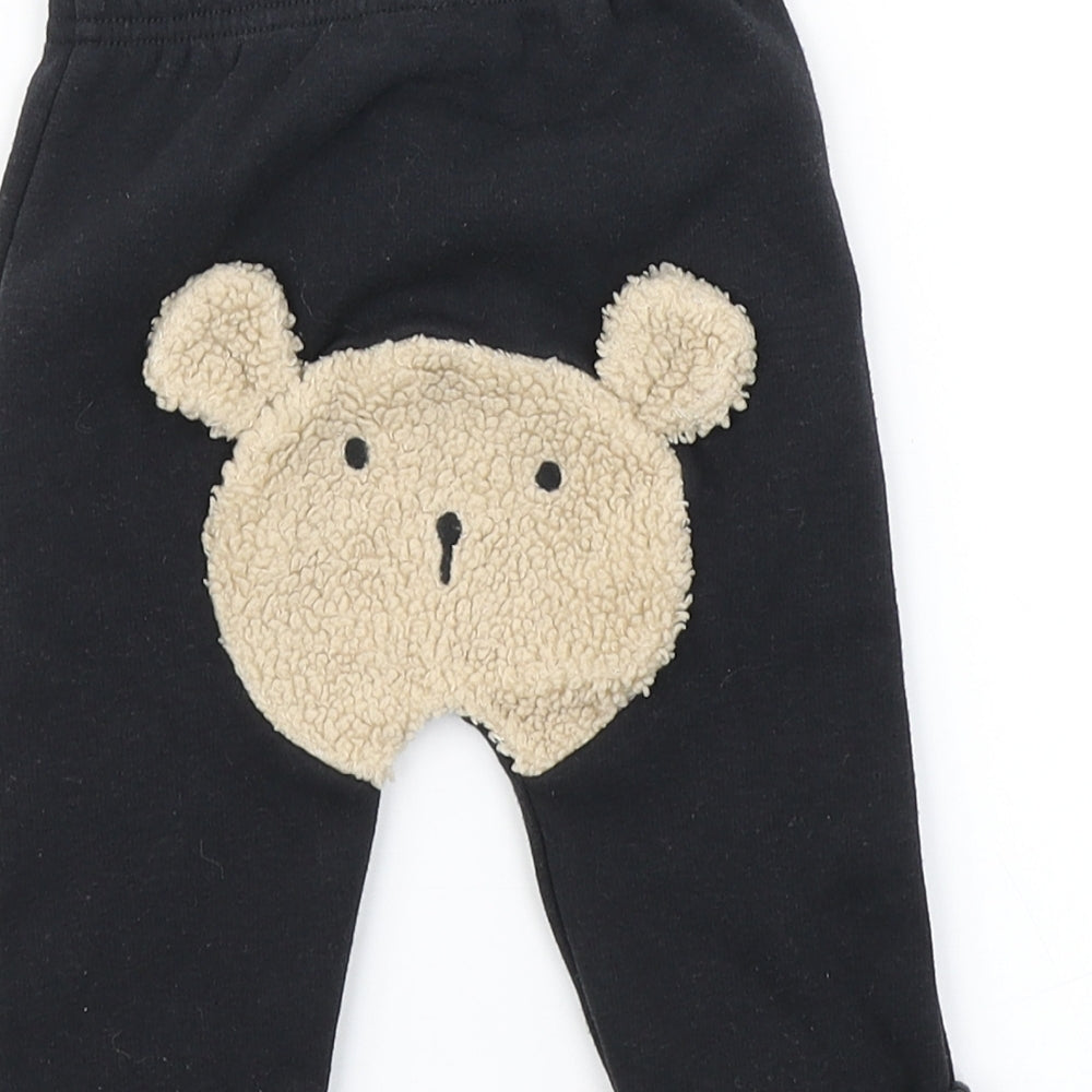 Nutmeg Boys Black   Jogger Trousers Size 3-6 Months  - Bear