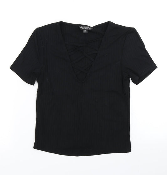 Miss Selfridge Womens Black   Cropped T-Shirt Size 6