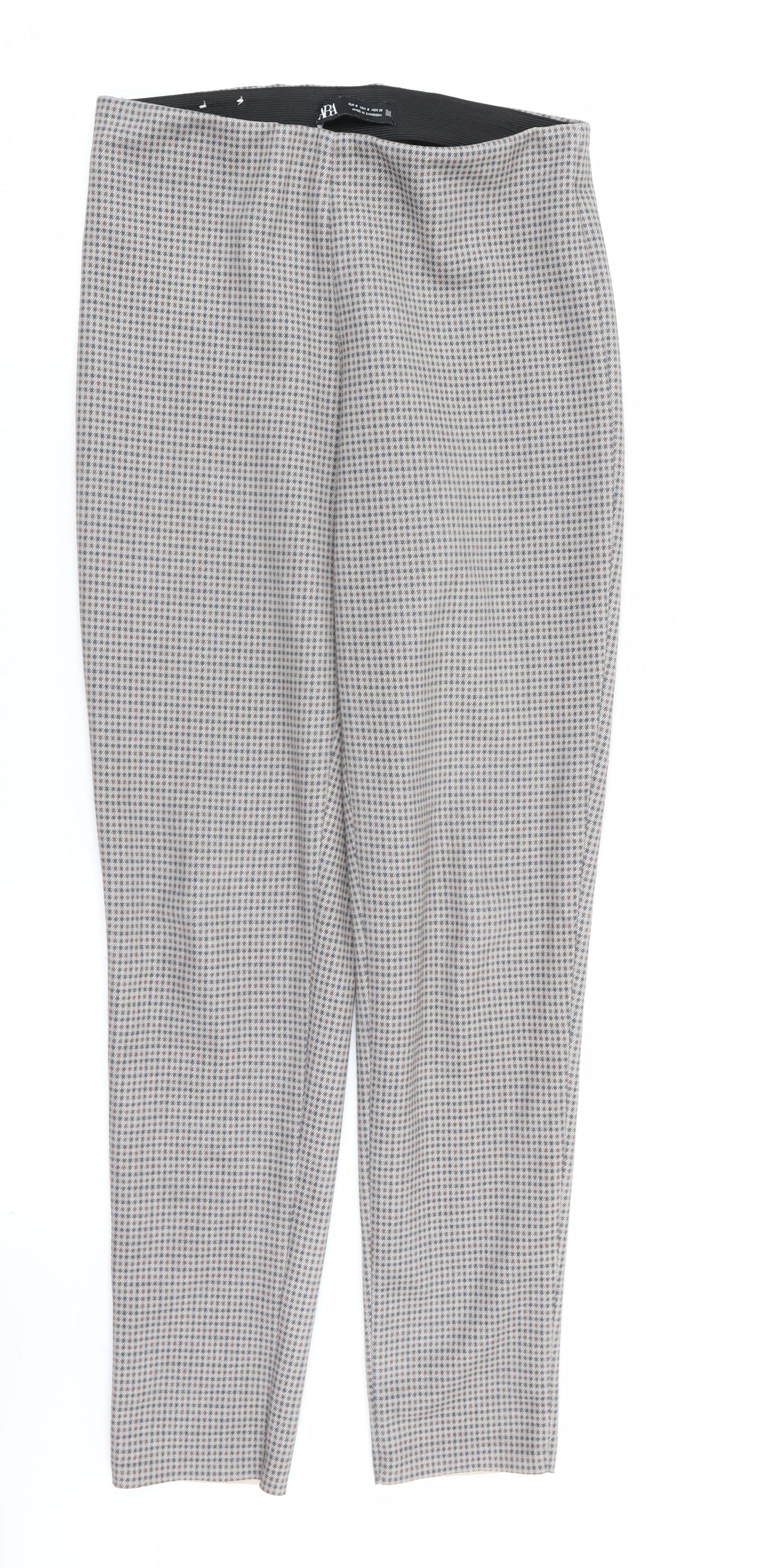 Zara Womens Multicoloured Check  Trousers  Size 6 L26 in - Stretch waistband
