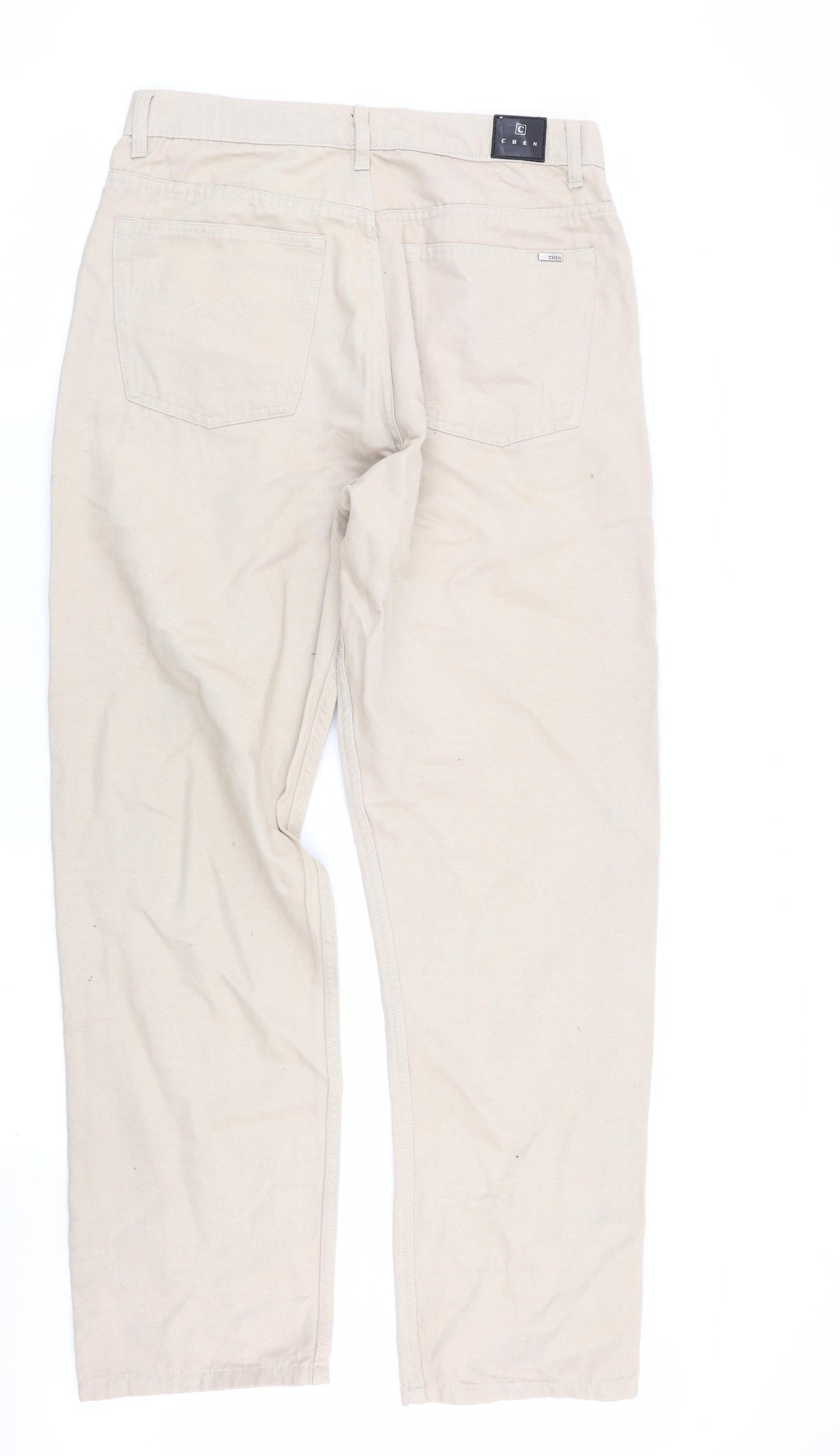 chen Mens Beige   Straight Jeans Size 32 in L31 in