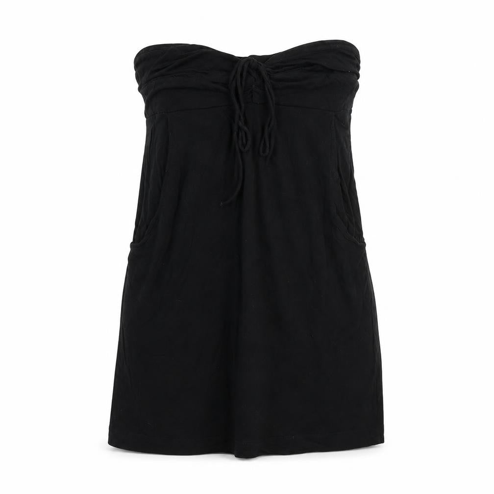 Front view of Denim co women’s black basic t-shirt, size UK 12