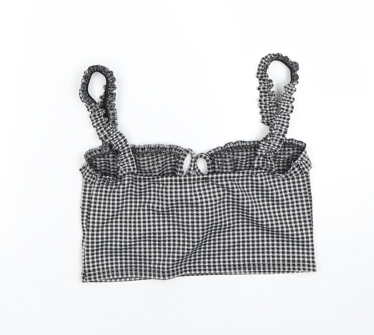 PRETTYLITTLETHING Womens Black Check  Cropped Tank Size 10