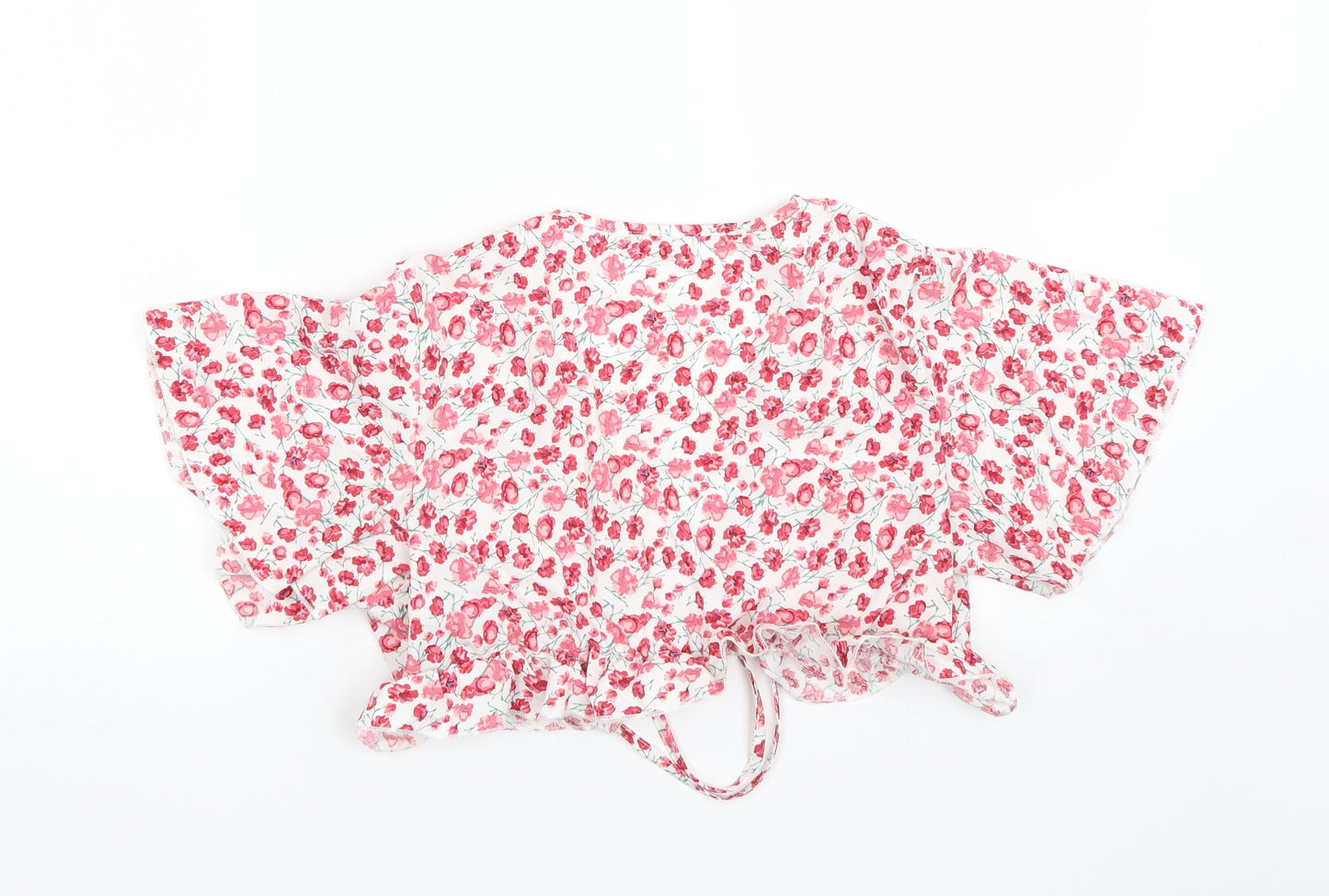 Shien Womens Red Floral  Cropped Blouse Size M
