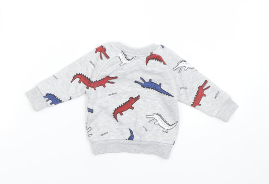 Primark Boys Grey Animal Print  Pullover Jumper Size 0-3 Months  - Crocodiles