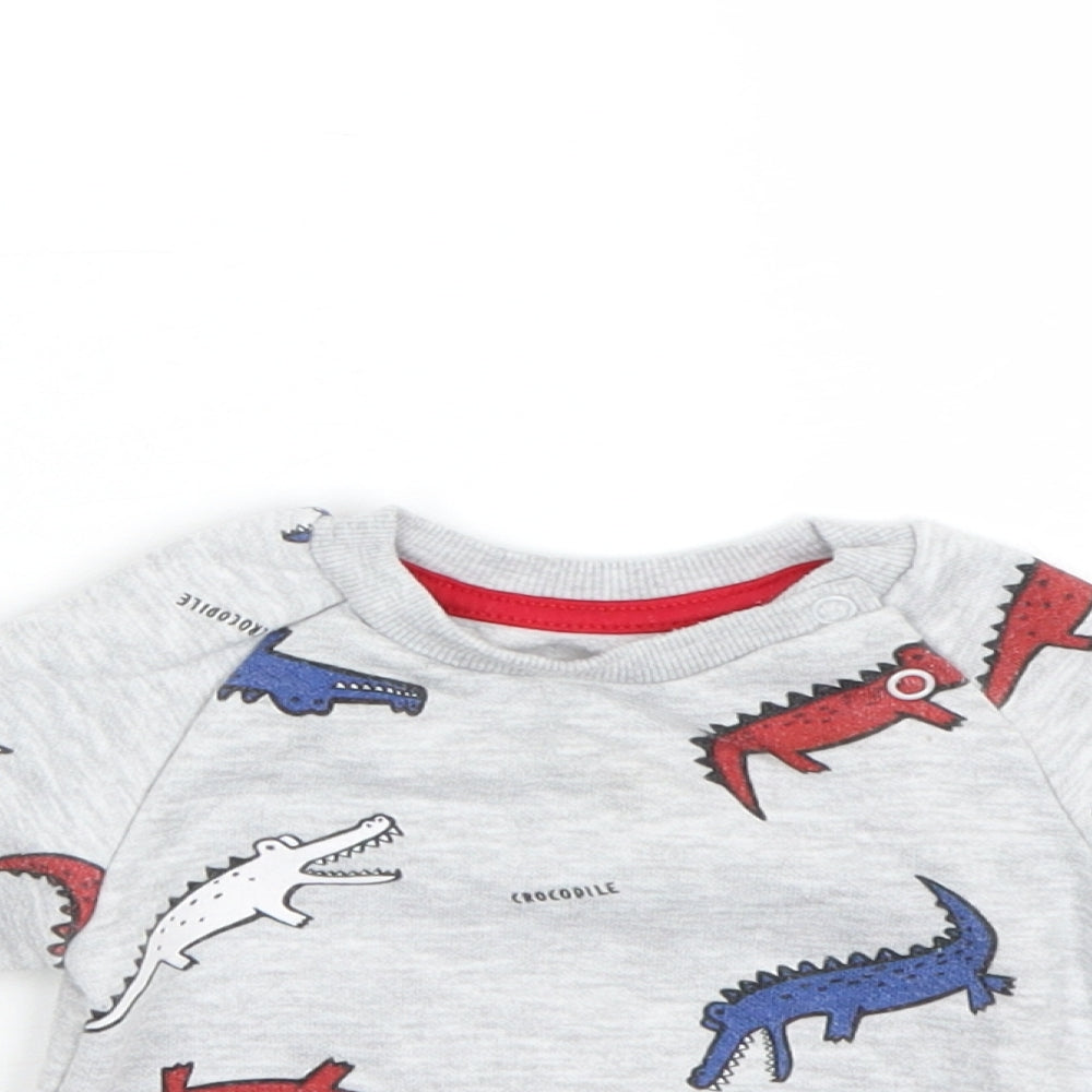 Primark Boys Grey Animal Print  Pullover Jumper Size 0-3 Months  - Crocodiles