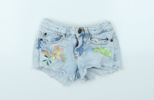 M&S Girls Blue   Cut-Off Shorts Size 3-4 Years