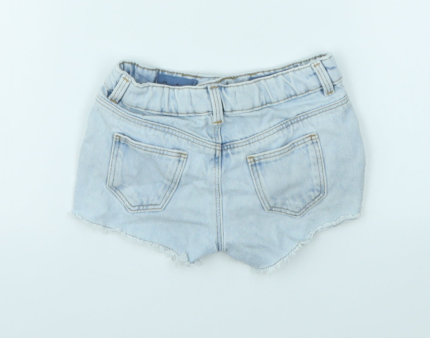 M&S Girls Blue   Cut-Off Shorts Size 3-4 Years