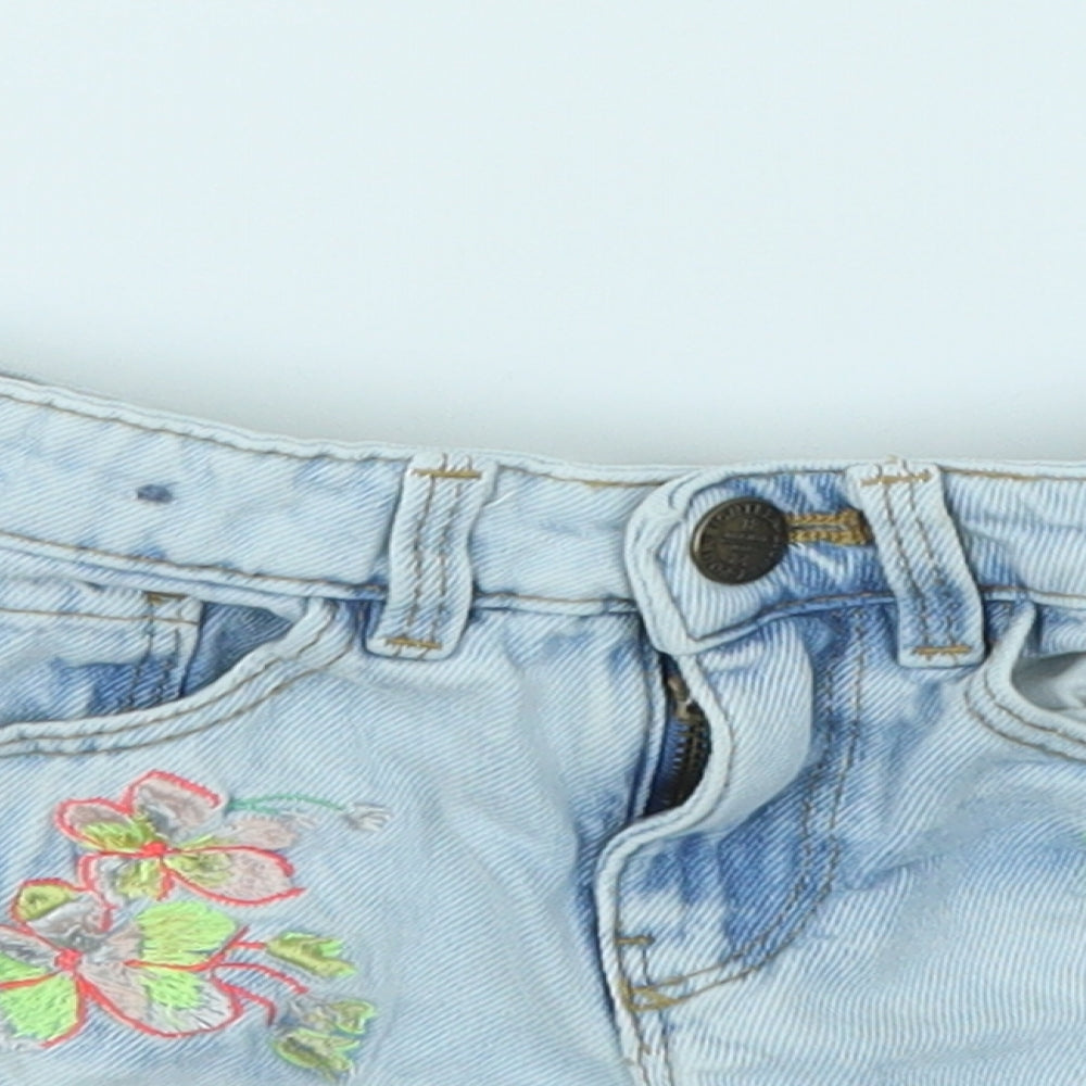 M&S Girls Blue   Cut-Off Shorts Size 3-4 Years