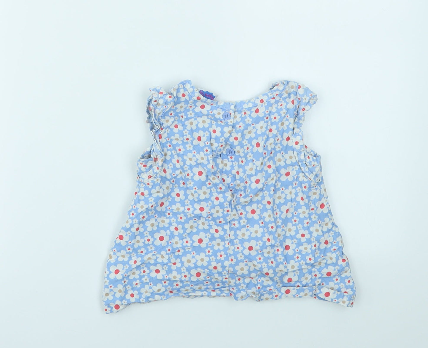 George Girls Blue Geometric  Basic T-Shirt Size 12-18 Months