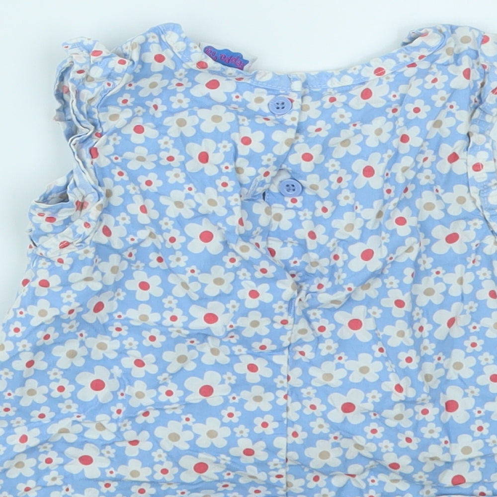 George Girls Blue Geometric  Basic T-Shirt Size 12-18 Months