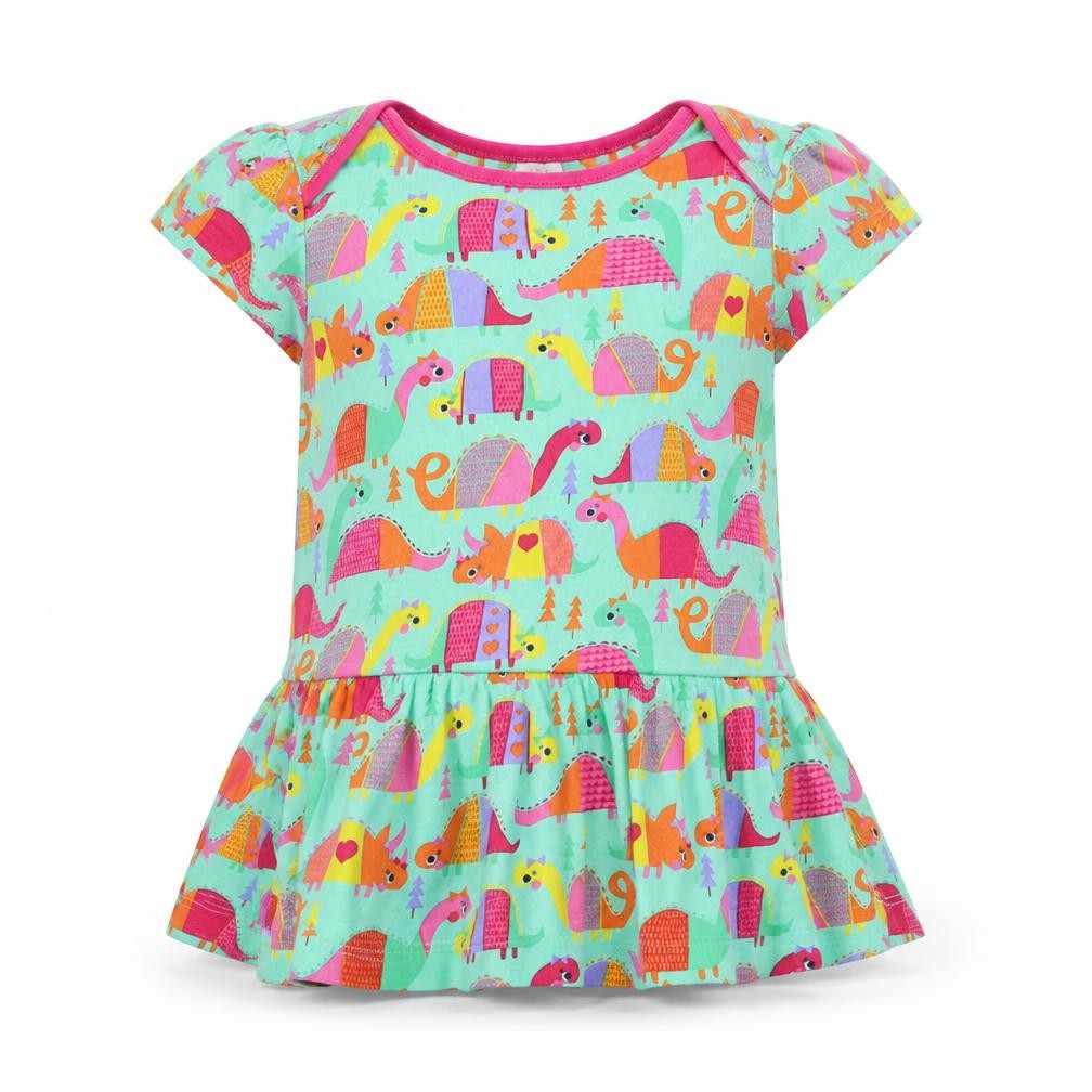 Front view of Mini Club girls’ multicoloured t-shirt dress, size 12-18, months
