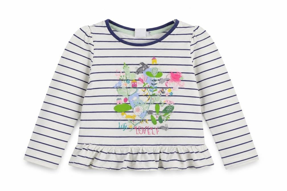 Mini Club Girls White Striped  Basic T-Shirt Size 9-12 Months