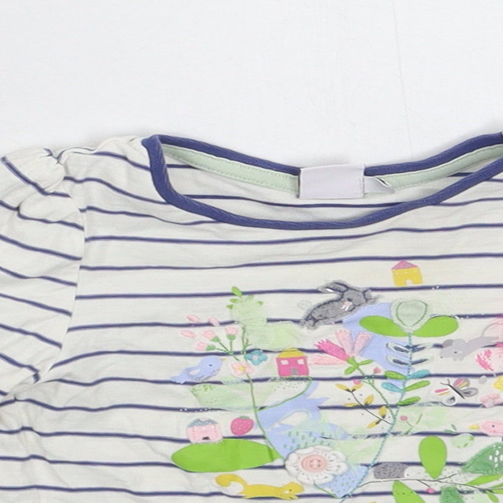 Mini Club Girls White Striped  Basic T-Shirt Size 9-12 Months