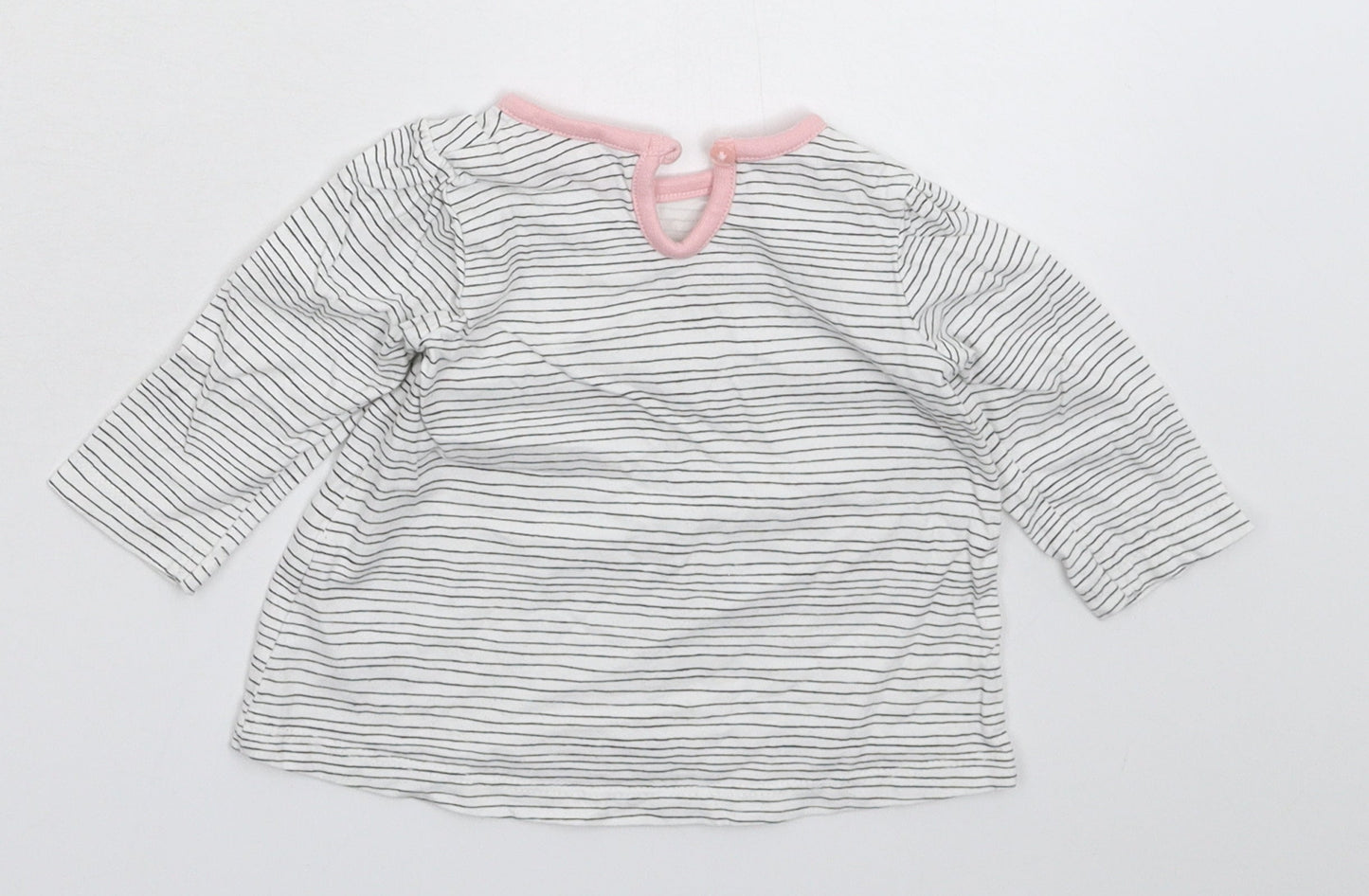 George Girls White Striped  Basic T-Shirt Size 3-6 Months