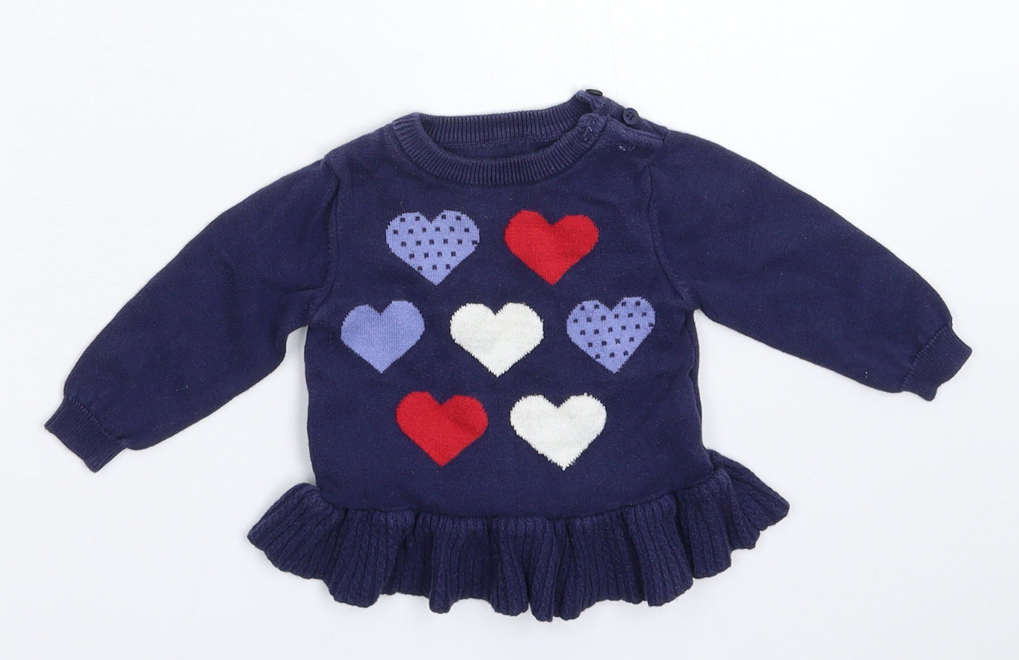 Nutmeg Girls Blue  Knit Pullover Jumper Size 3-6 Months