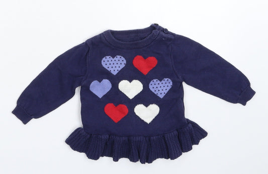Nutmeg Girls Blue  Knit Pullover Jumper Size 3-6 Months