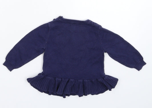 Nutmeg Girls Blue  Knit Pullover Jumper Size 3-6 Months