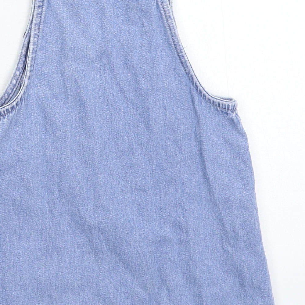 George Girls Blue Floral Denim Pinafore/Dungaree Dress  Size 12 Months
