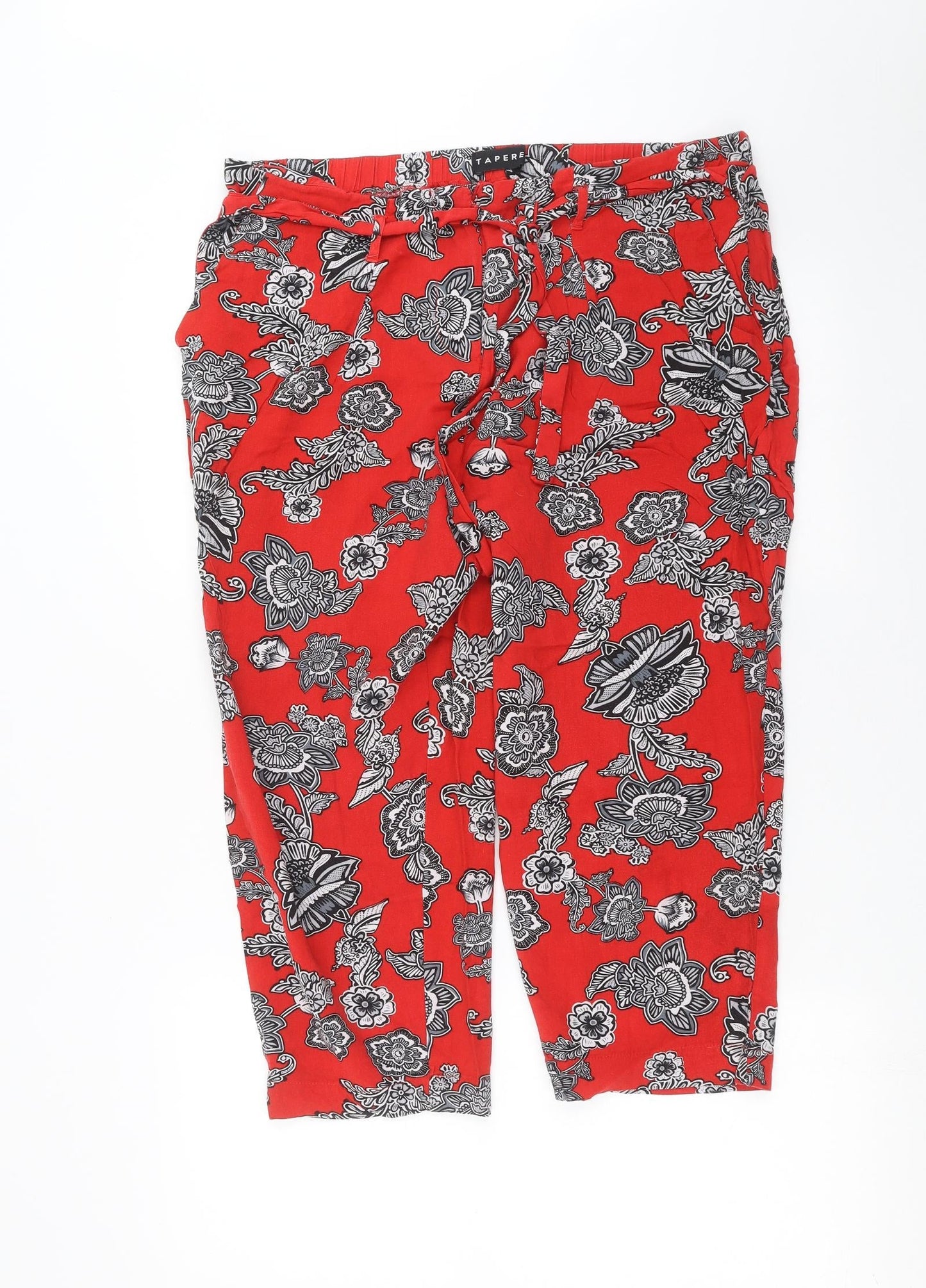 Preworn Womens Red Floral  Trousers  Size 34 in L21 in