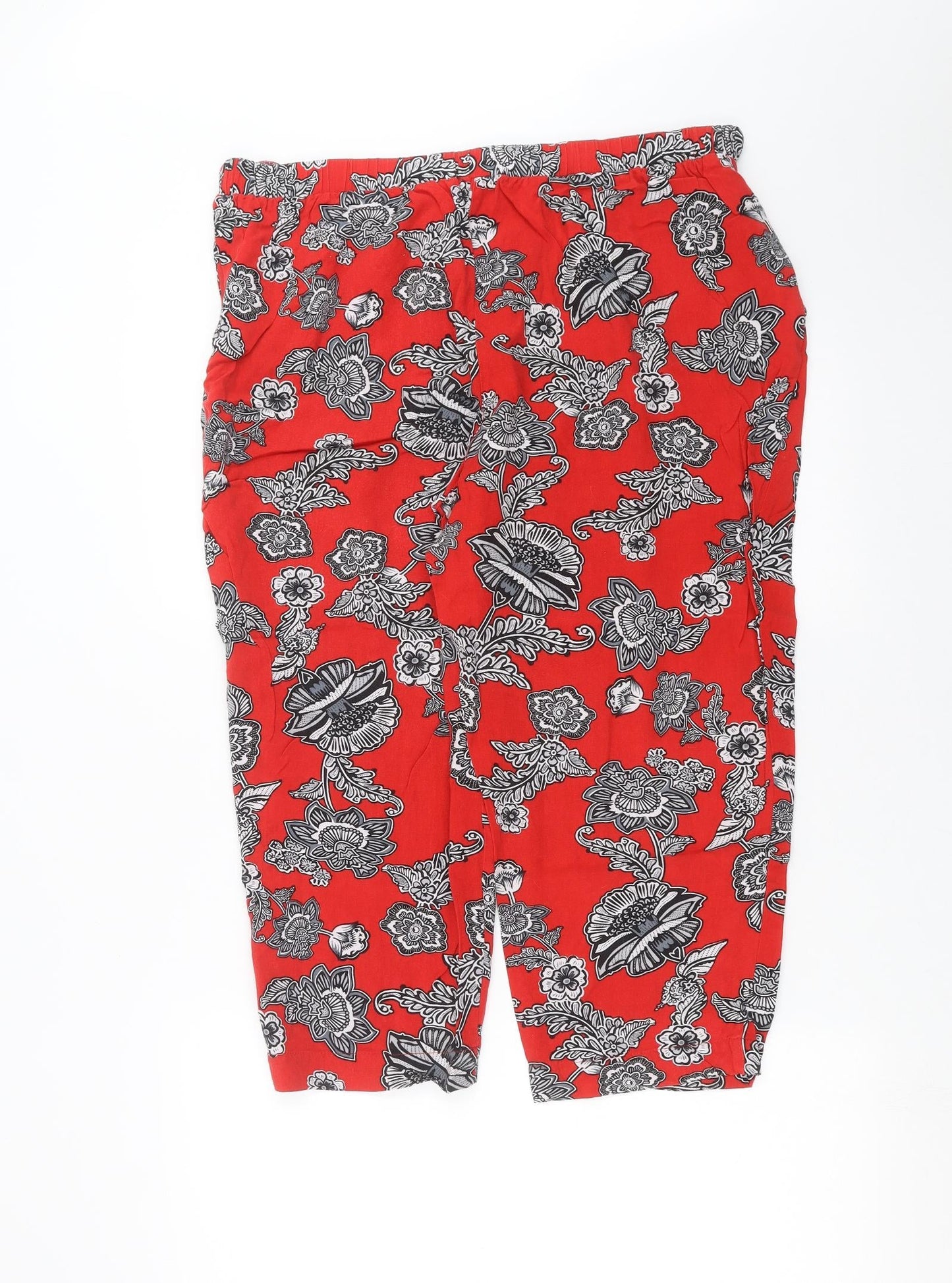 Preworn Womens Red Floral  Trousers  Size 34 in L21 in