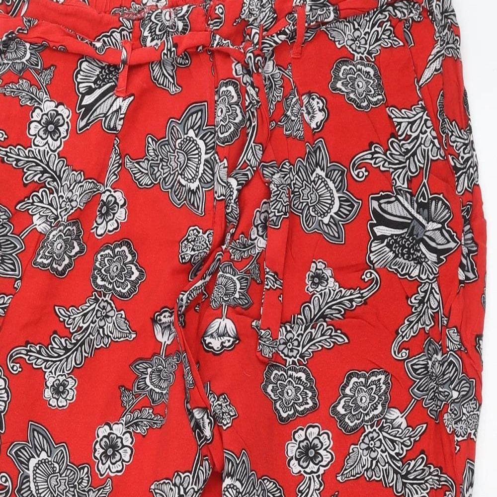 Preworn Womens Red Floral  Trousers  Size 34 in L21 in