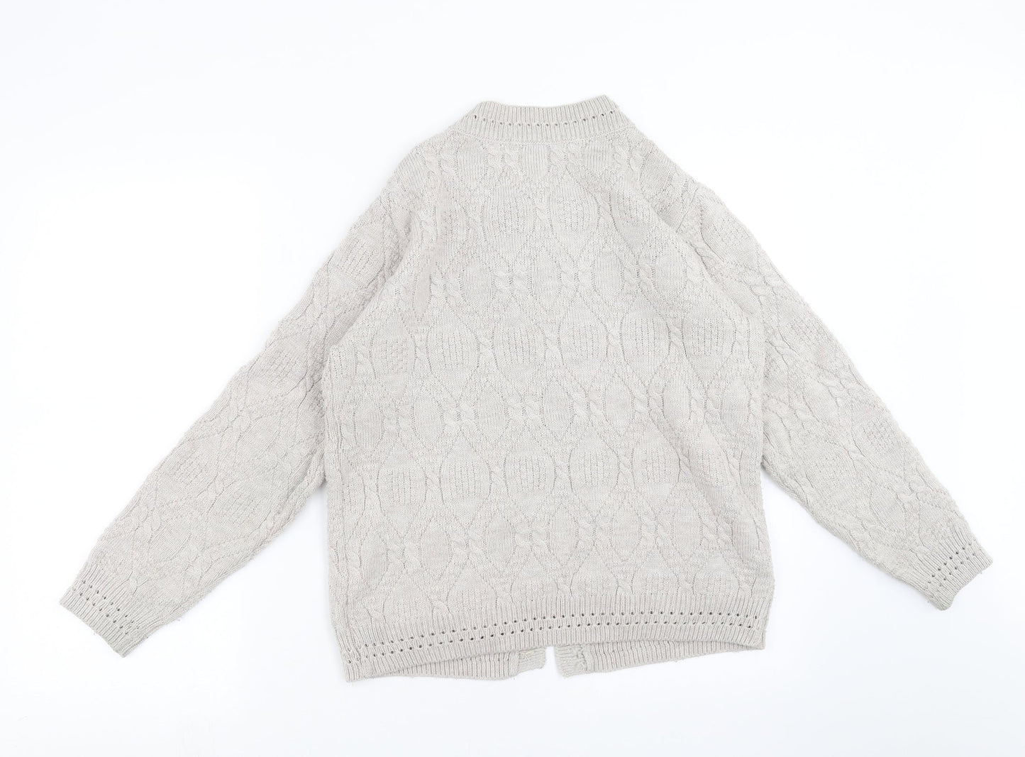 Beaumonde Paris Womens Beige Geometric Knit Cardigan Jumper Size 14