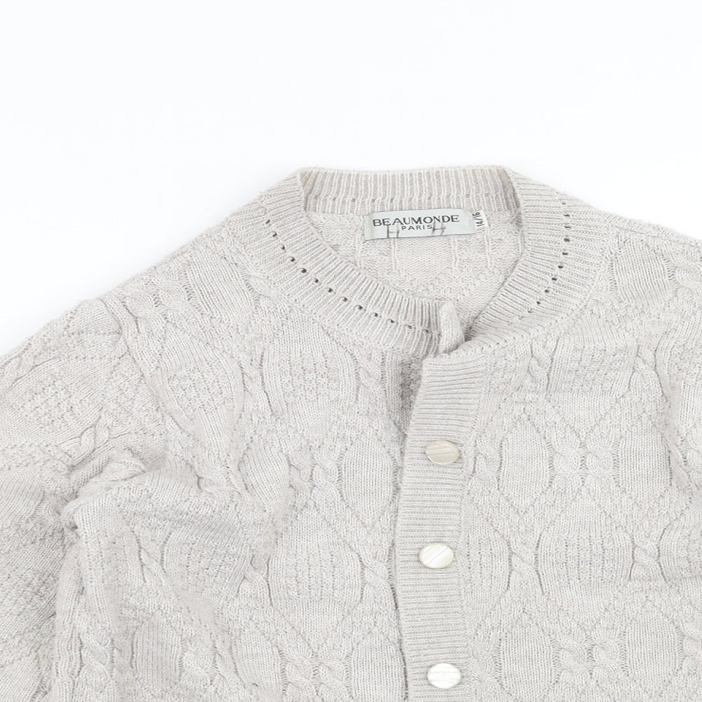 Beaumonde Paris Womens Beige Geometric Knit Cardigan Jumper Size 14