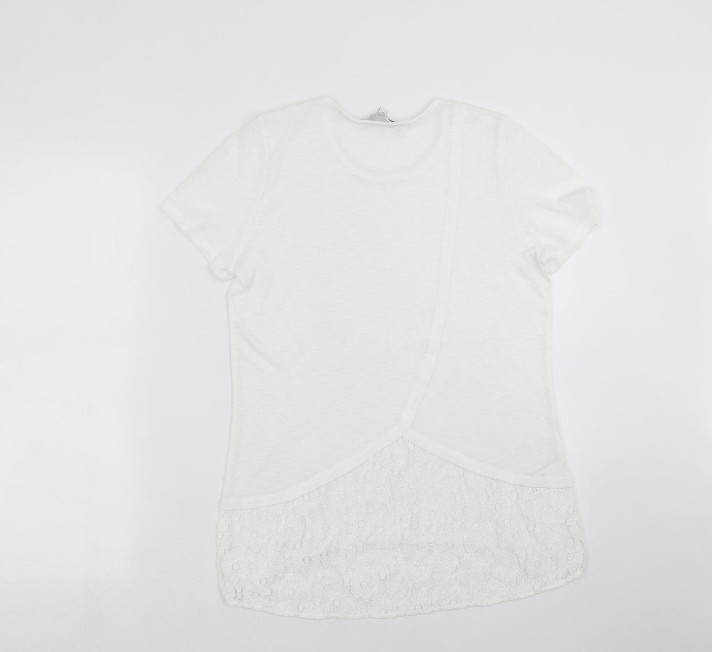 NEXT Womens White  Knit Pullover Jumper Size 14  - lace hem