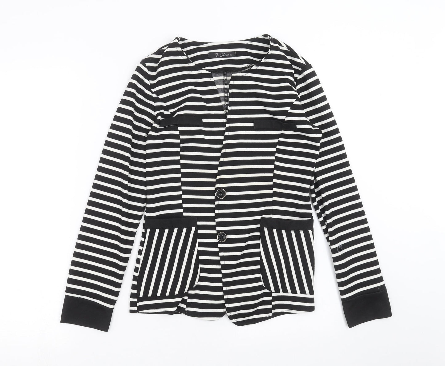to shine Womens Black Striped  Jacket  Size S