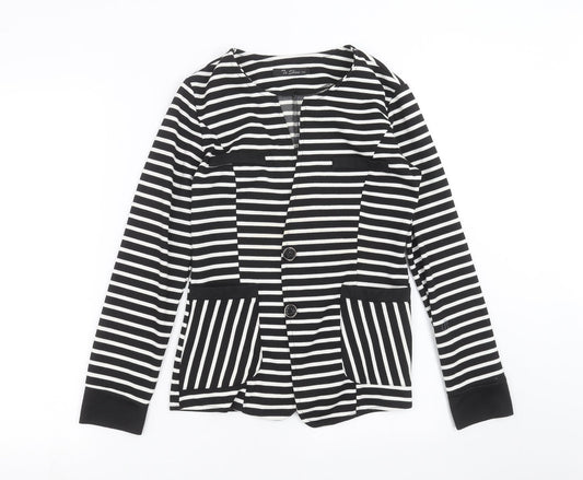 to shine Womens Black Striped  Jacket  Size S