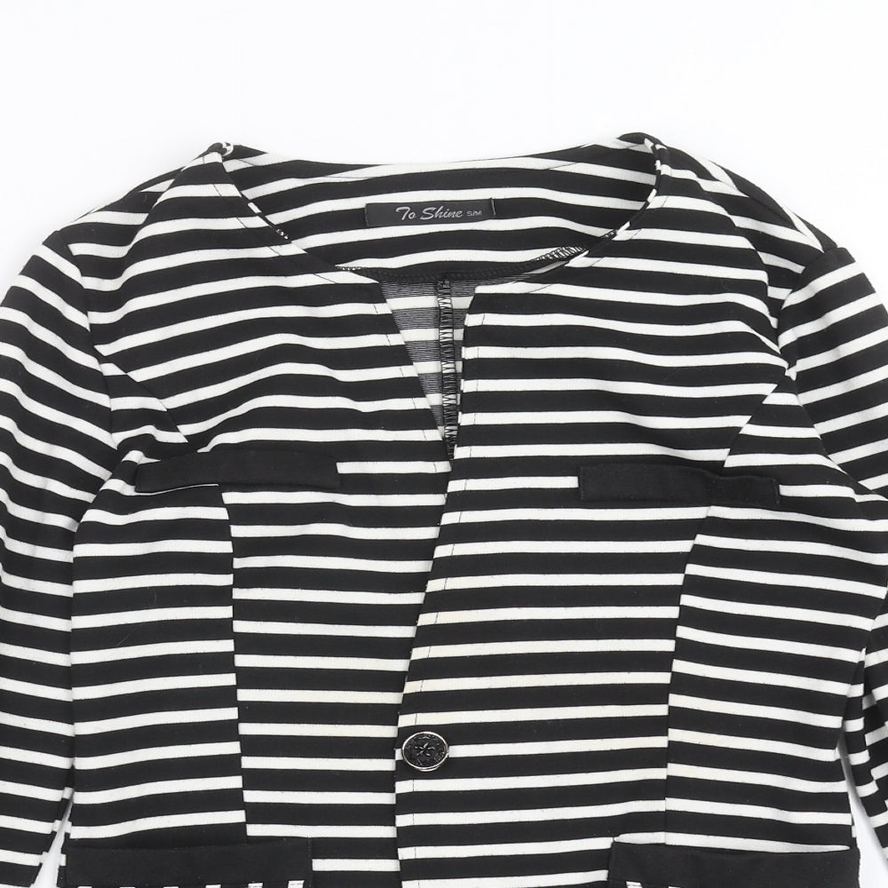 to shine Womens Black Striped  Jacket  Size S